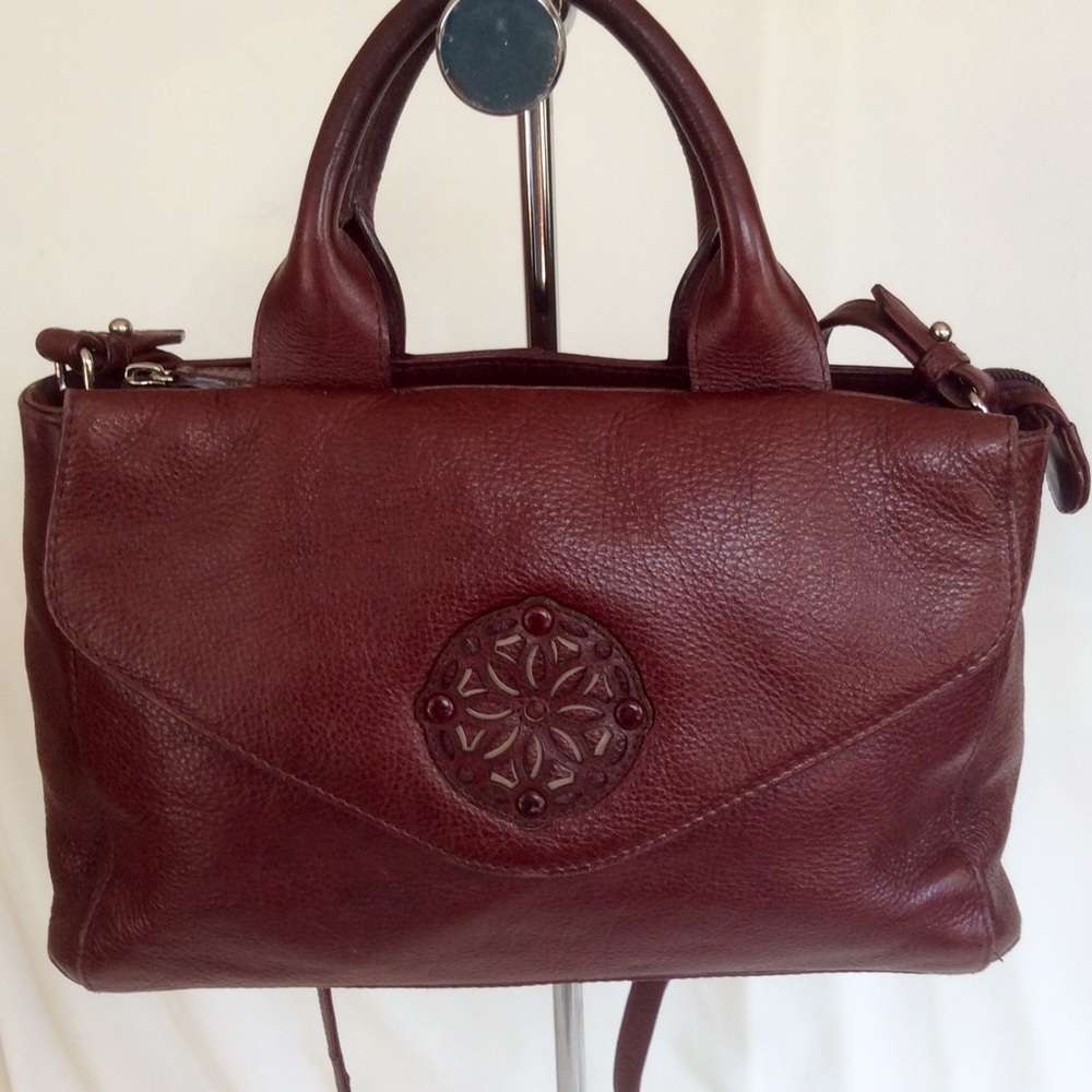 Radley Wine pebble leather satchel